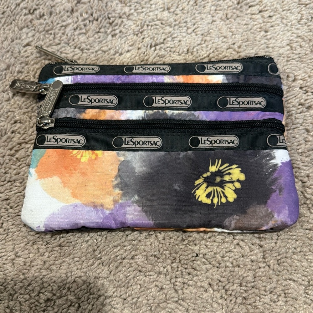 LeSportsac 3 zip small cosmetic pouch